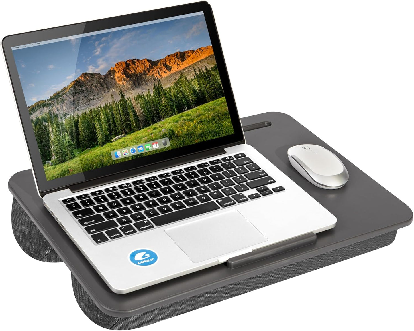 LAPGEAR Original Lap Desk – Large (17.9” x 13”) | Fits Up to 17.3” Laptops | Cushioned with Device Ledge, Pencil Tray & Handle | Portable & Lightweight | 12-Pack | Charcoal – Style No. 45005