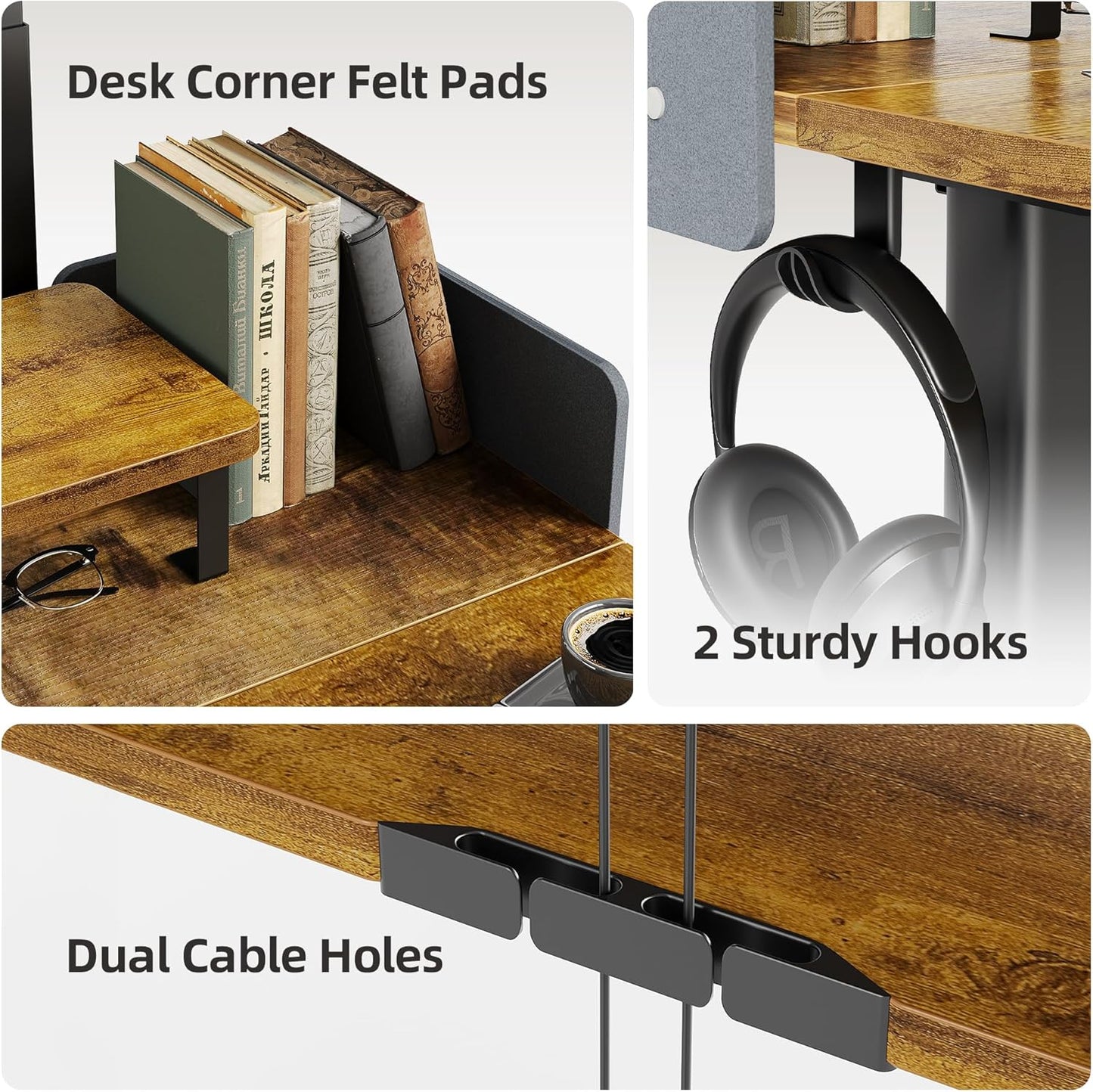 Claiks Electric Standing Desk, 48 x 24 Inches Height Adjustable Desk with Removable Shelves, Stand Up Desks Computer Workstation, Rustic Brown