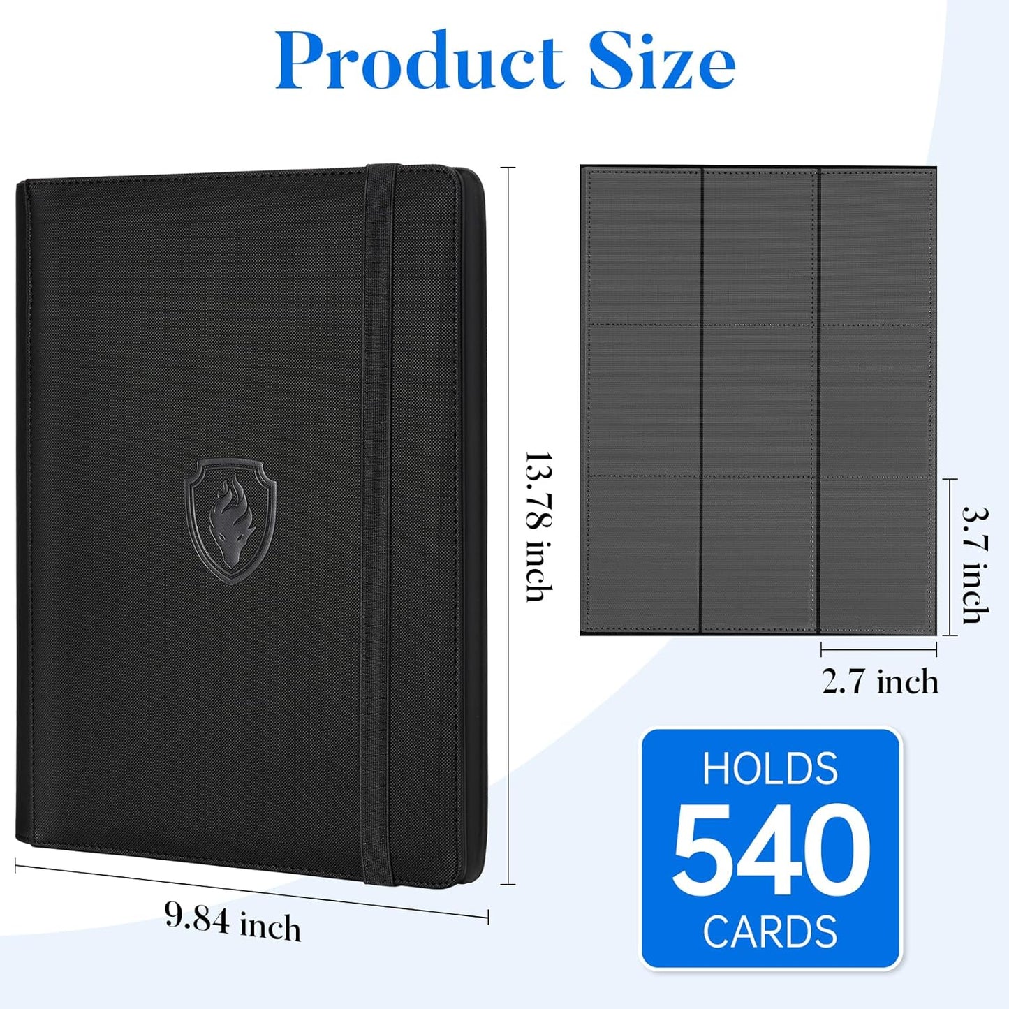 Premium 9 Pocket Card Binder for 540 Cards, Fabmaker PU Cover Trading Card Binder, Sturdy Card Collection Album, Sleek Card Holder Folders for YuGiOh, MTG, TCG, Game Cards & Sports Cards, Orange