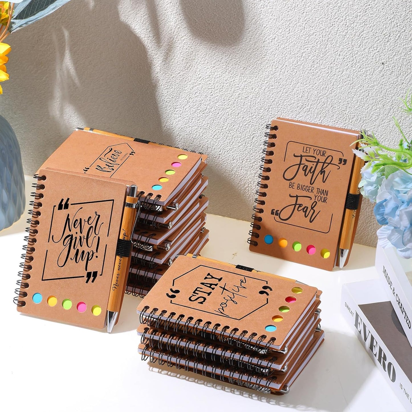 Tenceur Back to School Inspirational Gifts Bulk Employee Appreciation Spiral Notebook with Journals Sticky Note Pen Motivational Thank You Gifts for Teacher Students Team Coworkers Staff(30 Sets)