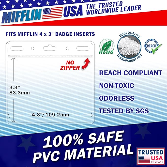 Mifflin-USA - ID Name Badge Holder - 4x3 Inch, Bulk 250 Pack - Quick Load - Image 3