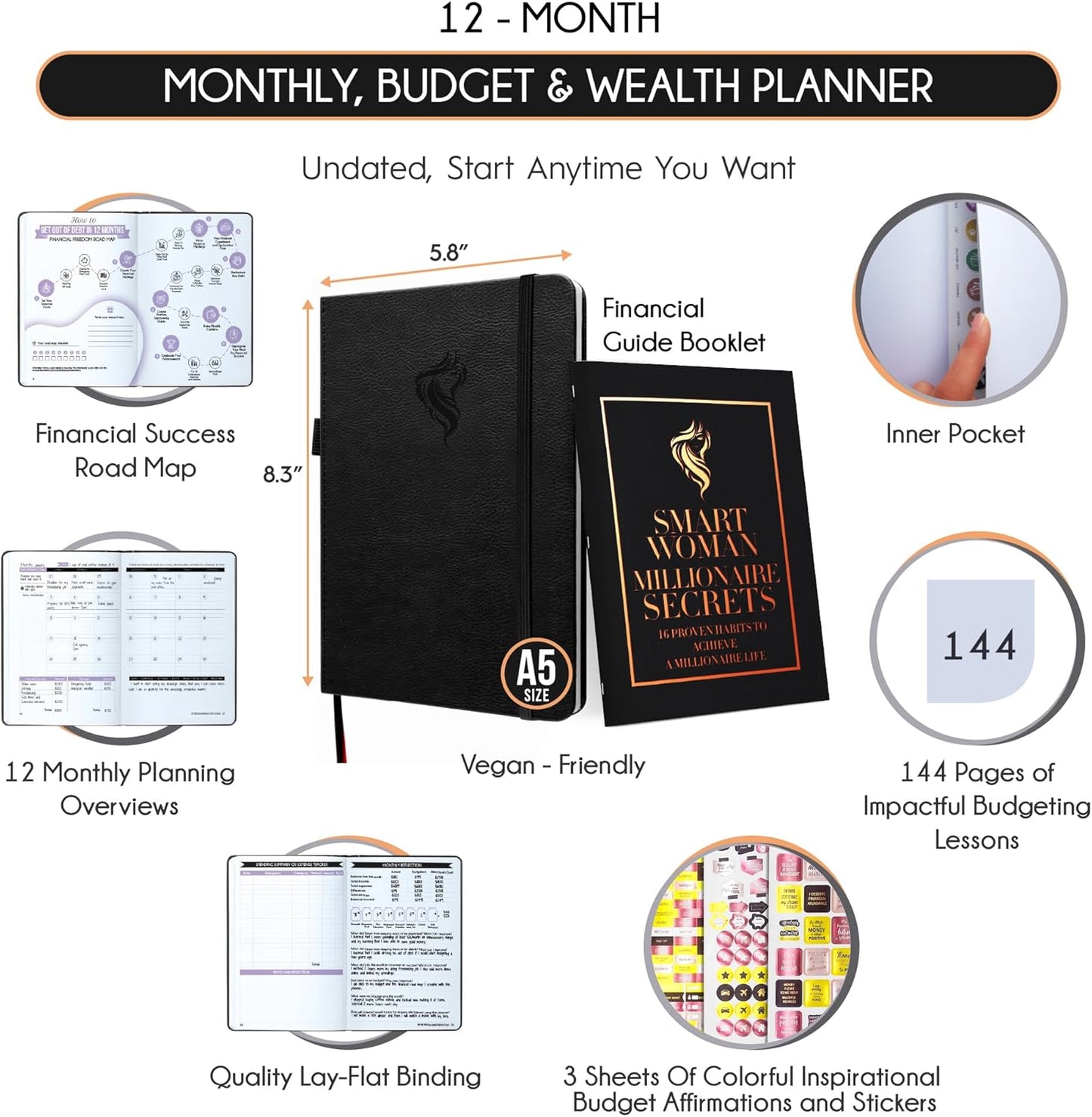 Financial Planner - Monthly Budget Planner & Monthly Bill Organizer | A 12-Month Journey to Financial Freedom | Bill Payment Tracker Organizer, Debt, Expense Tracker & Money Saving with Pockets