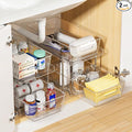 Vtopmart 2 Pack Larger Plastic Bathroom Under Sink Pull-Out Organizer by Vtopmart