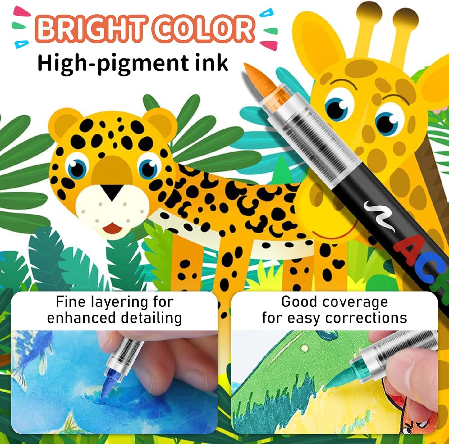 GOTIDEAL Acrylic Paint Markers,Brush Tip Waterproof Paint Pens acrylic markers,No bleed&Quick-Dry Acrylic Brush Markers for Wood,Rock Painting,Glass,Ceramic,Fabric Art Craft Supplies(72 Colors)