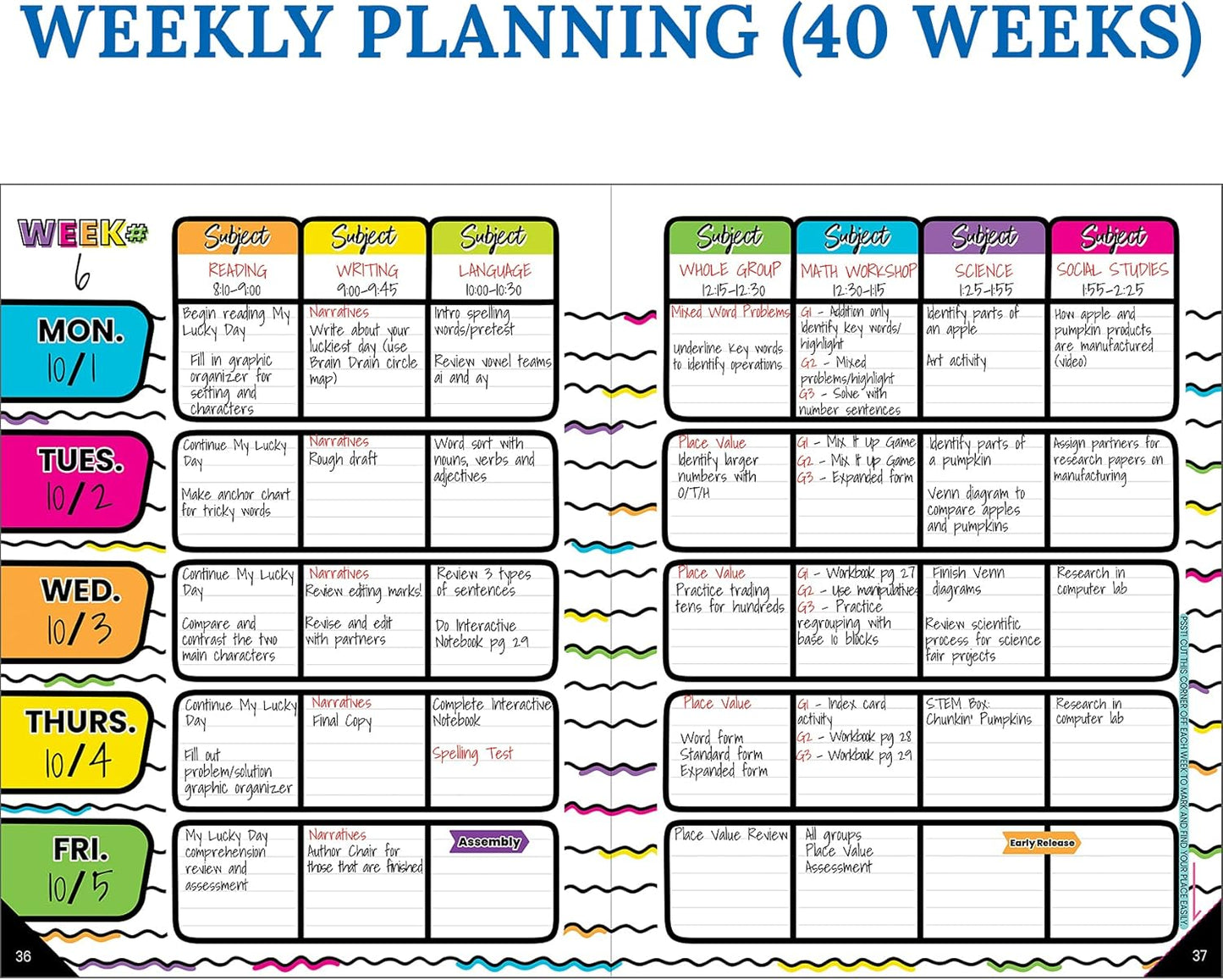 Carson Dellosa Kind Vibes Teacher Planner—Undated Weekly/Monthly Lesson Plan Book and Record Organizer for Classroom or Homeschool (8 inches x 11 inches)