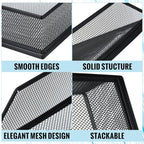 Hicarer 4 Pcs Black Metal Letter Tray Stackable Desk Tray Single Wire Mesh - Image 4