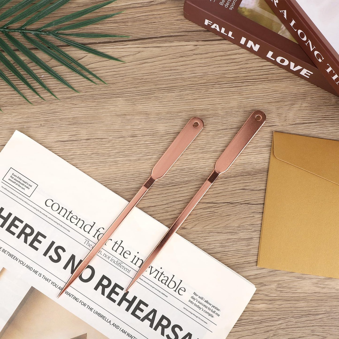 2pcs Letter Opener Knife, Stainless Steel Envelope Slitter Mail Opener Tool Lightweight Package Wrapping Paper Cutter for Office School Postal (Rose Gold)