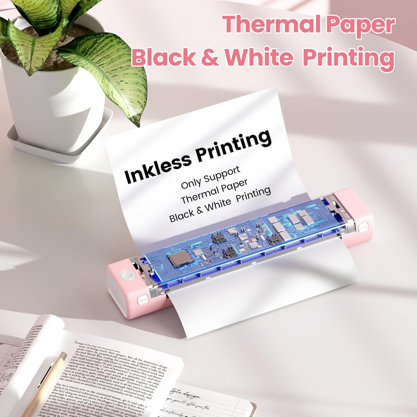 Phomemo Portable Printers Wireless for Travel, Support 8.5" X 11" Thermal Paper, Bluetooth Thermal Printer Compatible with iOS, Android & Laptop, Inkless Mobile Printer for Office, Home, School