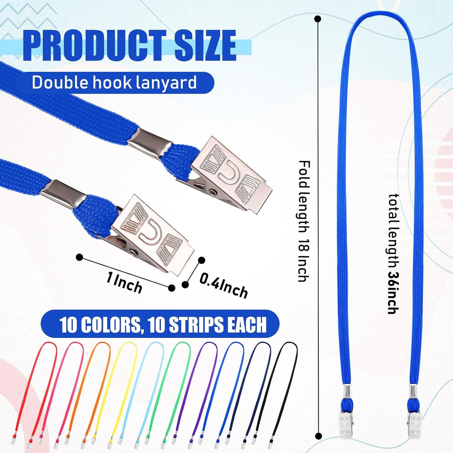 Patelai 100 Pack Double Clip Lanyards Bulk Face Mask Lanyards Twist Free 2 Hook Design Adjustable ID Badges Neck Straps for Conferences Office School Class Card Keychain (Mix Color)