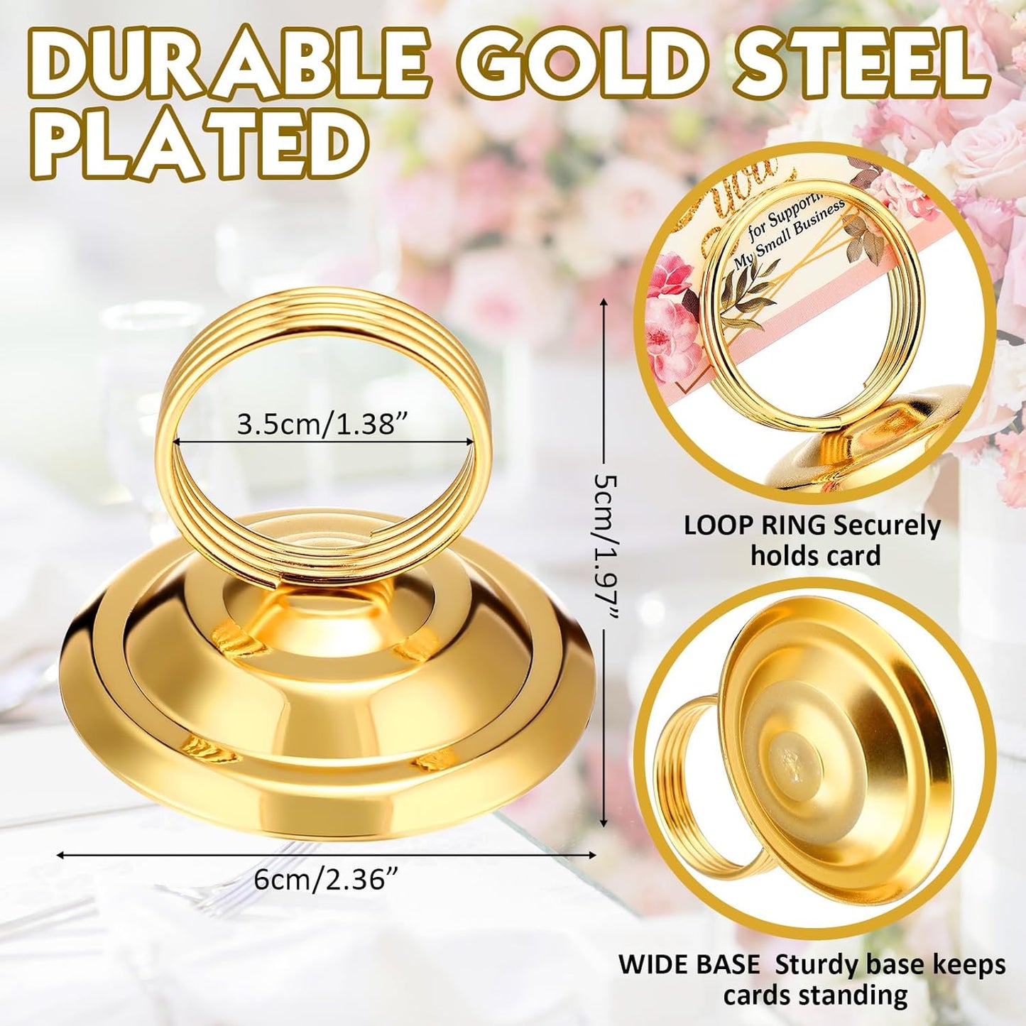24 Pcs Table Number Holders Metal Place Card Holders Table Number Stands Tabletop Menu Sign Stands for Wedding Restaurant Recipe Banquet Birthday(Gold)