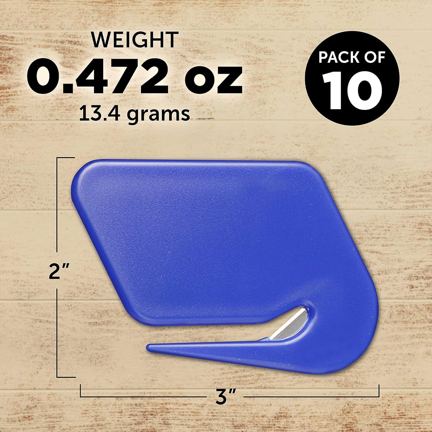 Translucent Plastic Letter Openers Set of 10, Bulk Pack - Perfect for Home or Office - Blue