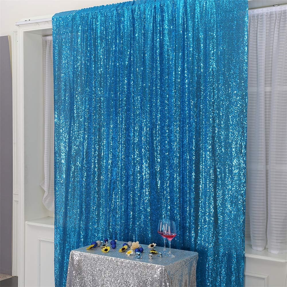 Eternal Beauty Turquoise Sequin Backdrop, 6x6 Ft Glitter Background Curtains for Shimmer Photography Party Wedding Birthday Back Drop Decor