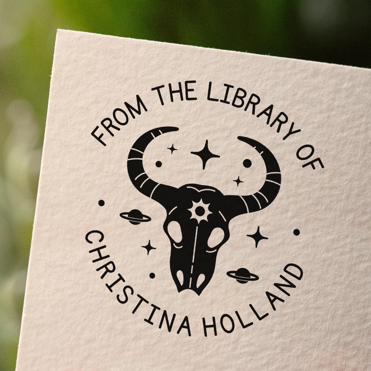 from The Library of Embossers & Stamps for Fantasy Book Readers | Custom Embosser | Custom Stamp | Ex Libris | Elevate Your Fantasy Collection of Stories and Novels (Design 4, Wood Hand Stamp)