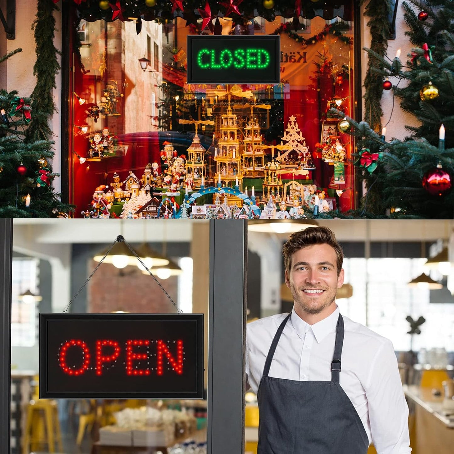 Open Closed Signs for Business LED Open Closed Sign Light Open and Closed Sign Display Closed Neon Sign Coffee Open Sign for Bar Pizza Store Restaurant Hotel ATM Party Supplies,18.9 x 9.8 Inches