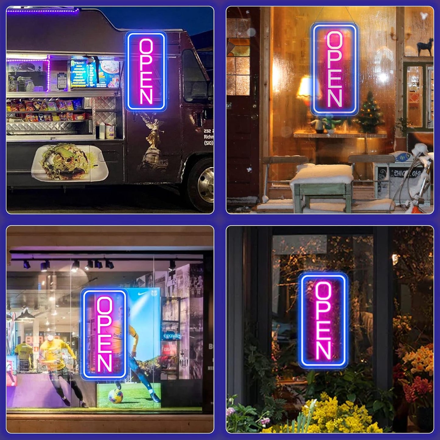 Neon Open Signs for Business, 16''x 9'' LED Open Sign, Super Bright Open Neon Sign (Blue&Pink), Neon Light Up Sign for Window Party Wall Bars Coffee Salon Club Hotel,Vertical