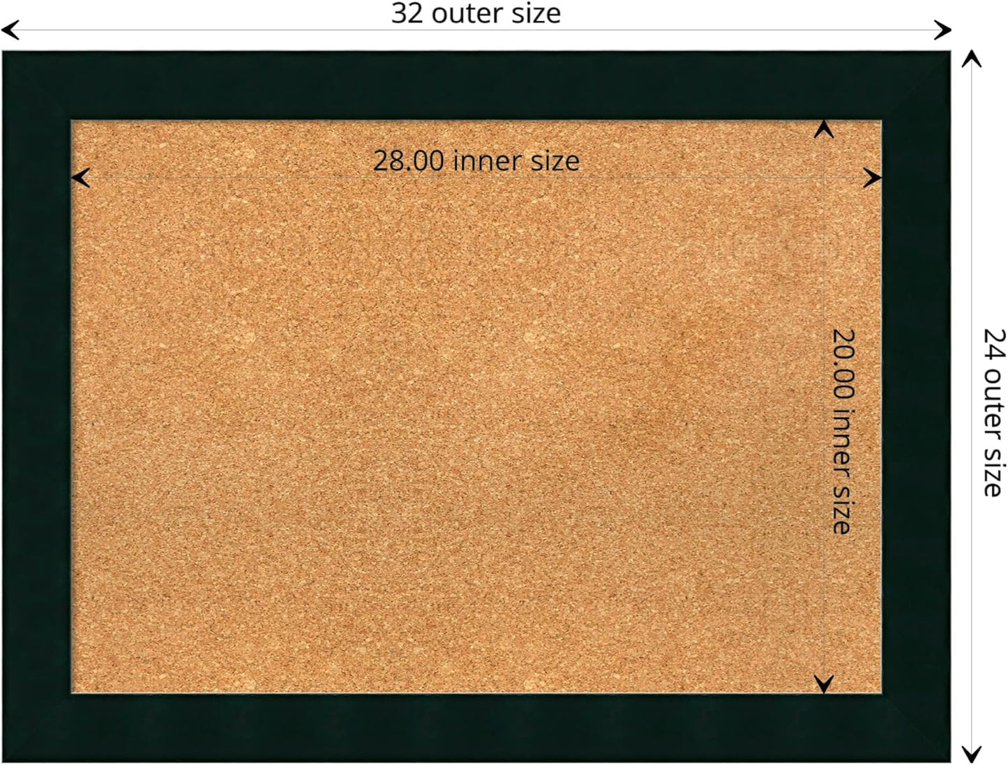 Amanti Art Natural Cork Board for Wall, 24x32 Vision Board with Black Wood Frame, Medium Corkboard Office Decor for Home Organization, Modern Contemporary Corkboard Pinboard to display items for home