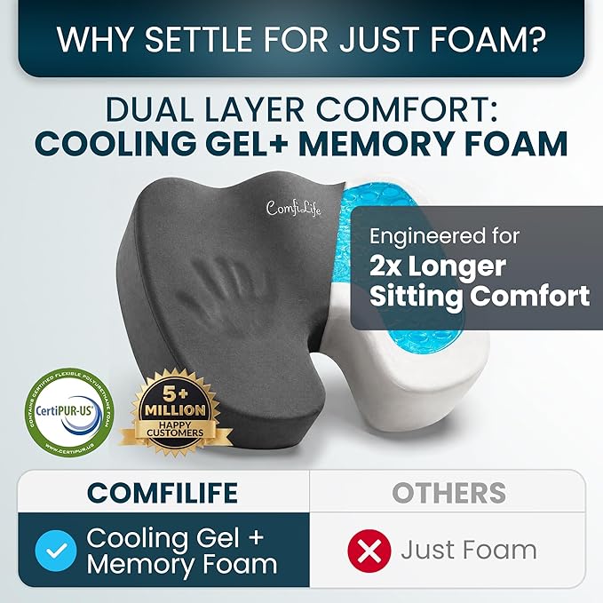 ComfiLife Extra Large Gel & Memory Foam Seat Cushion - Image 4