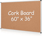 Extra Large Cork Bulletin Board 60" X 36", Wall Mounted Notice Pin Board by Justdowhatyouwanttodo