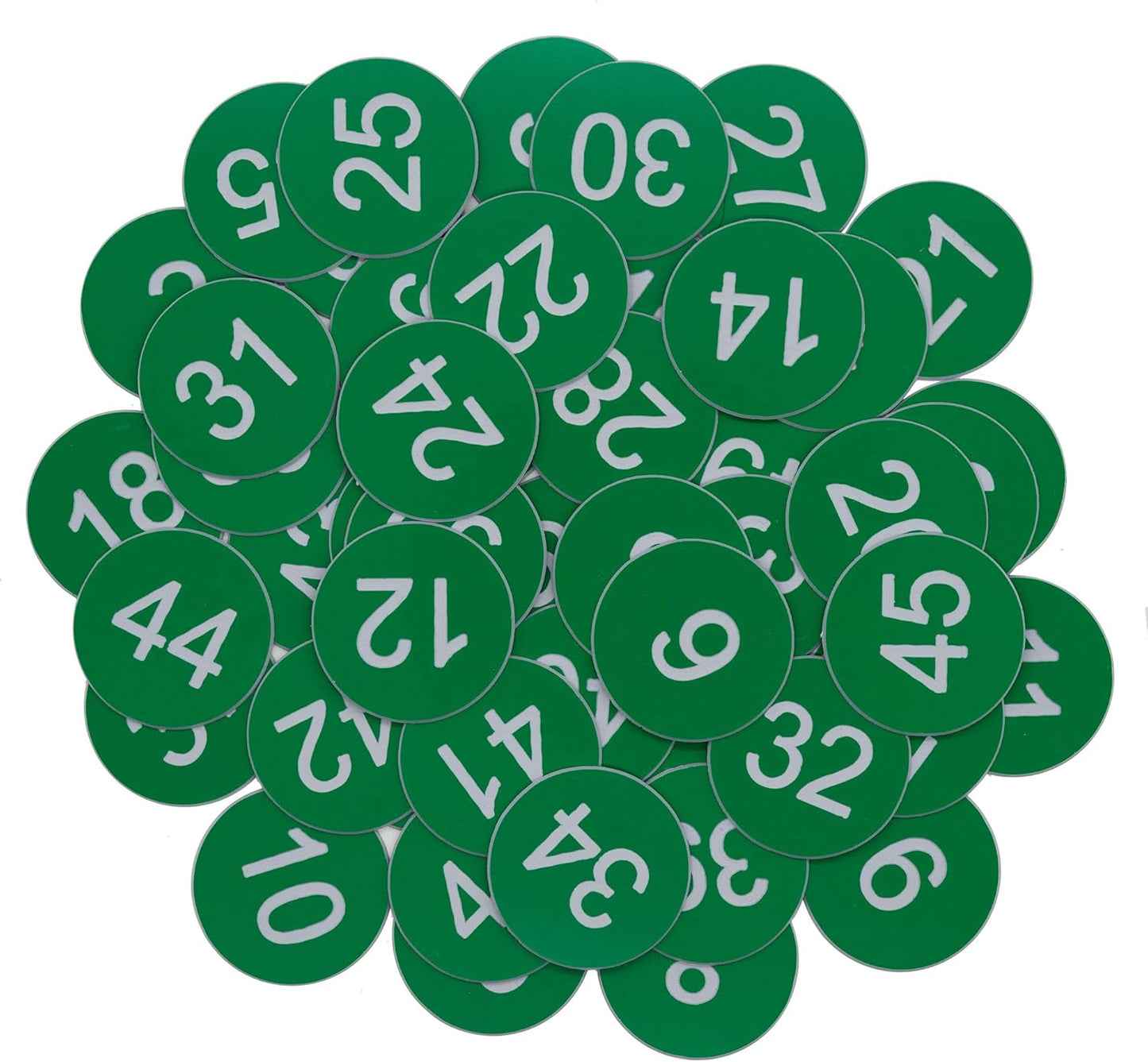 StayMax Plastic Number Tags Engraved Numbered Tags Without Hole (1-50, Green)