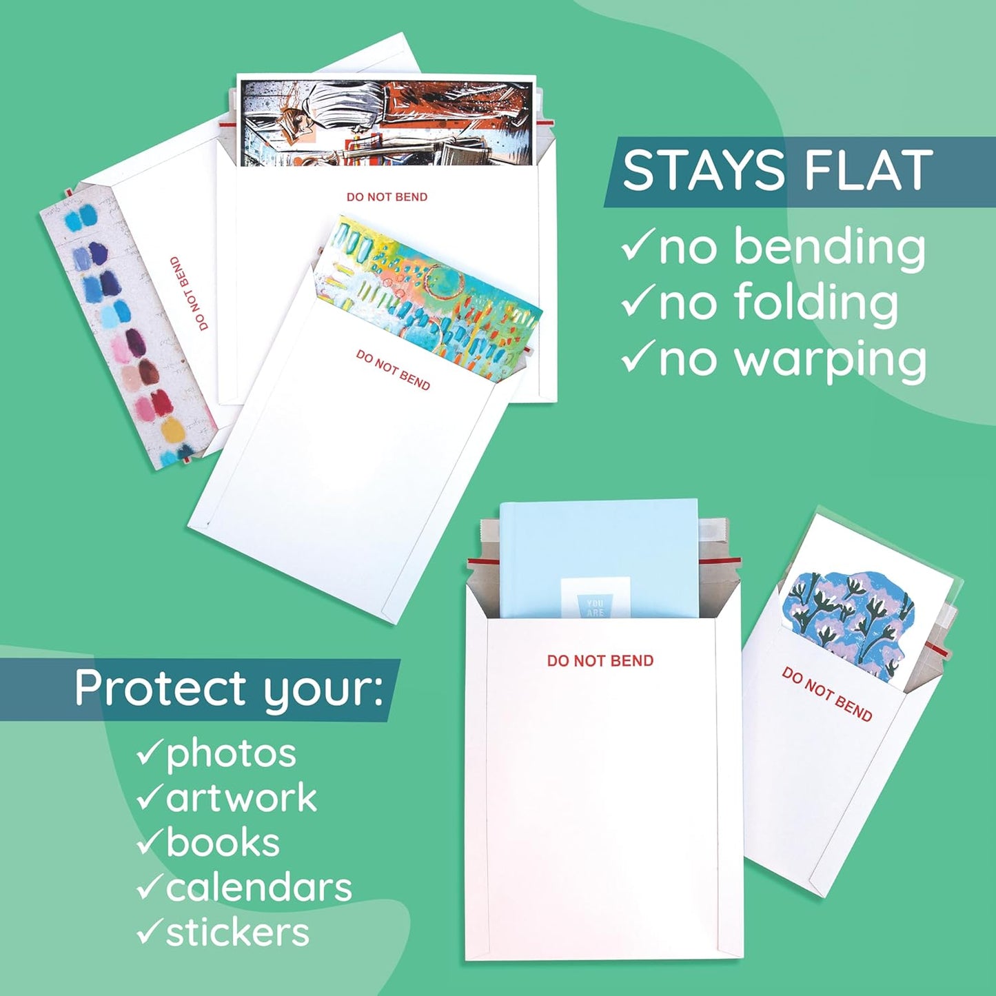 Blue Summit 100 Pack Rigid Mailers 9x12, Heavy Duty 450 GSM Cardboard Envelopes, Do Not Bend Photo Mailers, Cardboard Envelopes for cards, Paper Document, and Magazine