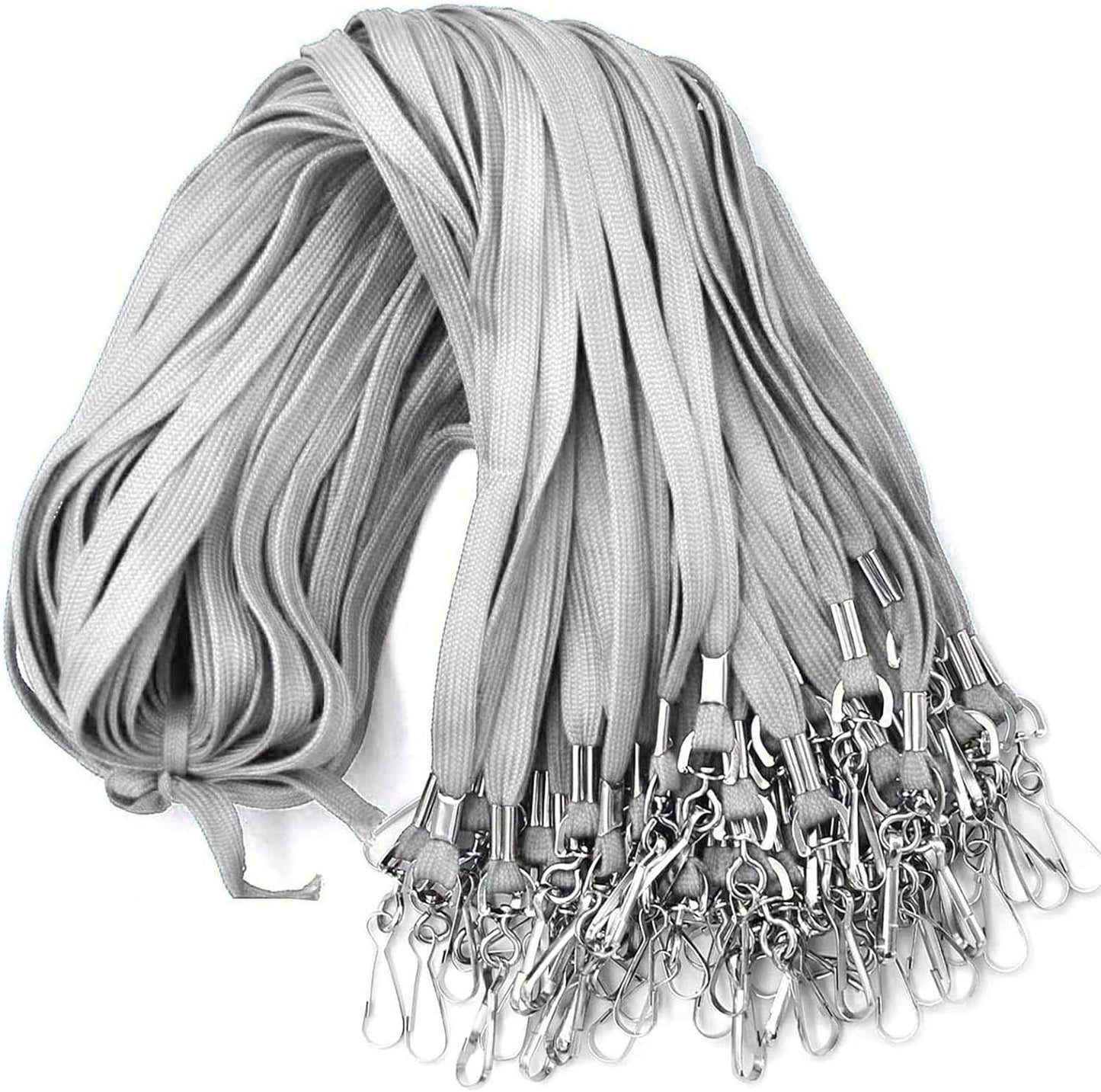 Beebel Lanyards 100 Pack Gray Lanyard with Swivel Hook Clips for ID Name Badge Holder (Gray, 100 Pack)
