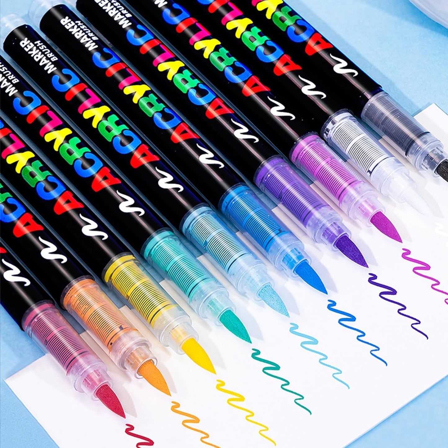 72 Color Paint Pens, Soft Brush Tip Acrylic Markers, Quick-Drying Waterproof for Canvas, Rock, Wood, Stone, Glass, Ceramic, Fabric Painting, DIY Crafts