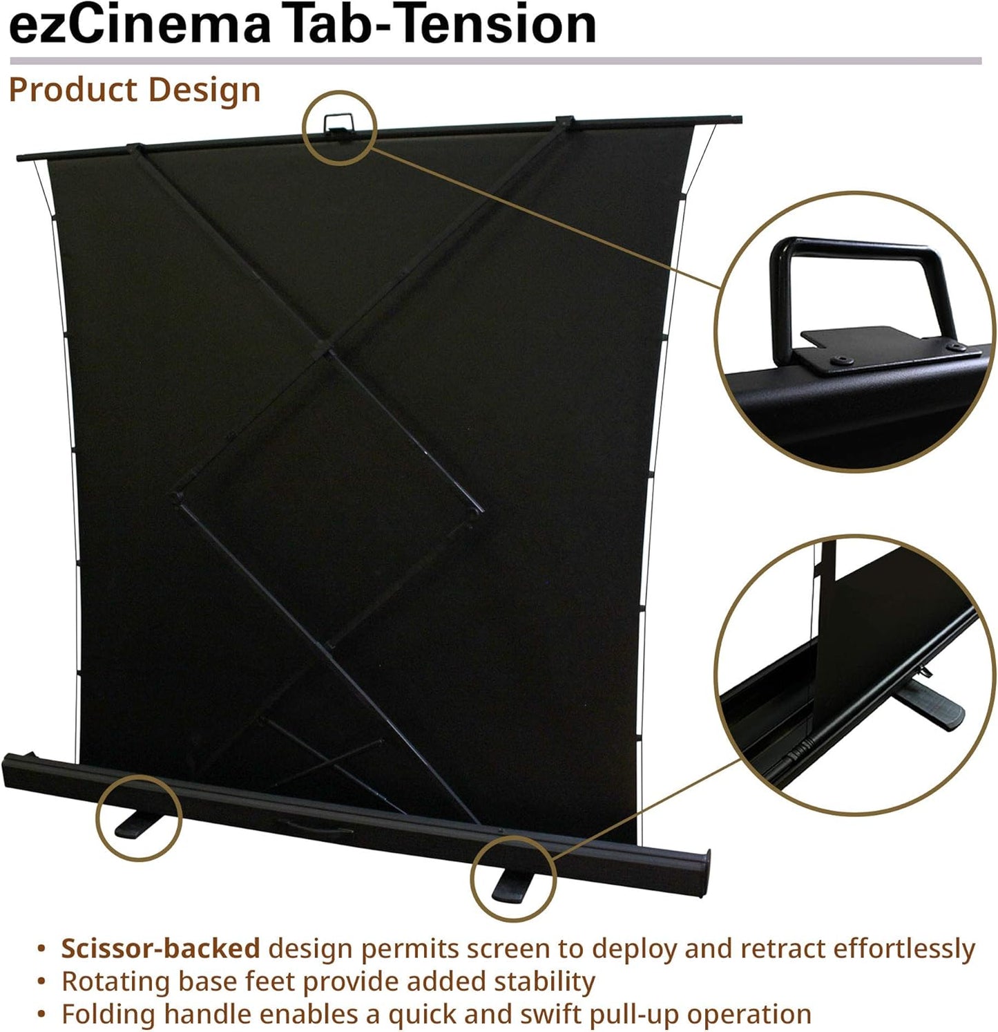 Elite Screens ezCinema Tab Tension, 90-inch 4:3 Projector Screen, Portable Manual Floor Pull Up Scissor Backed Office Church Front Projection Carrying Bag, US Based Company 2-YEAR WARRANTY, FT90XWV