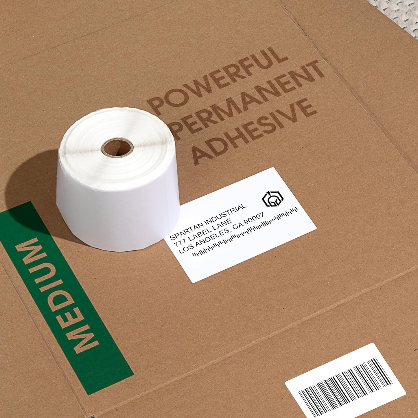 Spartan Industrial - 2.25" X 1.25” Direct Thermal Labels, Perforated Barcode Address Labels, Compatible with Rollo & Zebra Desktop Printers - 10 Rolls, 1000/Roll