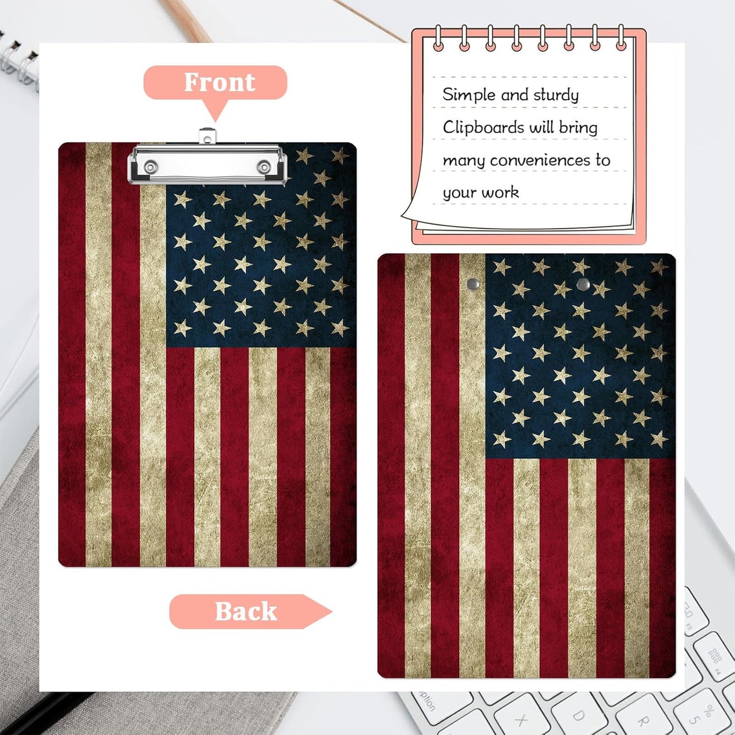 Vintage Camouflage Flag Plastic Clipboards,Cute Fashion Clipboard Decorative 8.5" x 12.5"Standard A4 Size Clipboards,Acrylic Clipboard for Teacher,Social Worker,Students,Nurse,Office Supplies