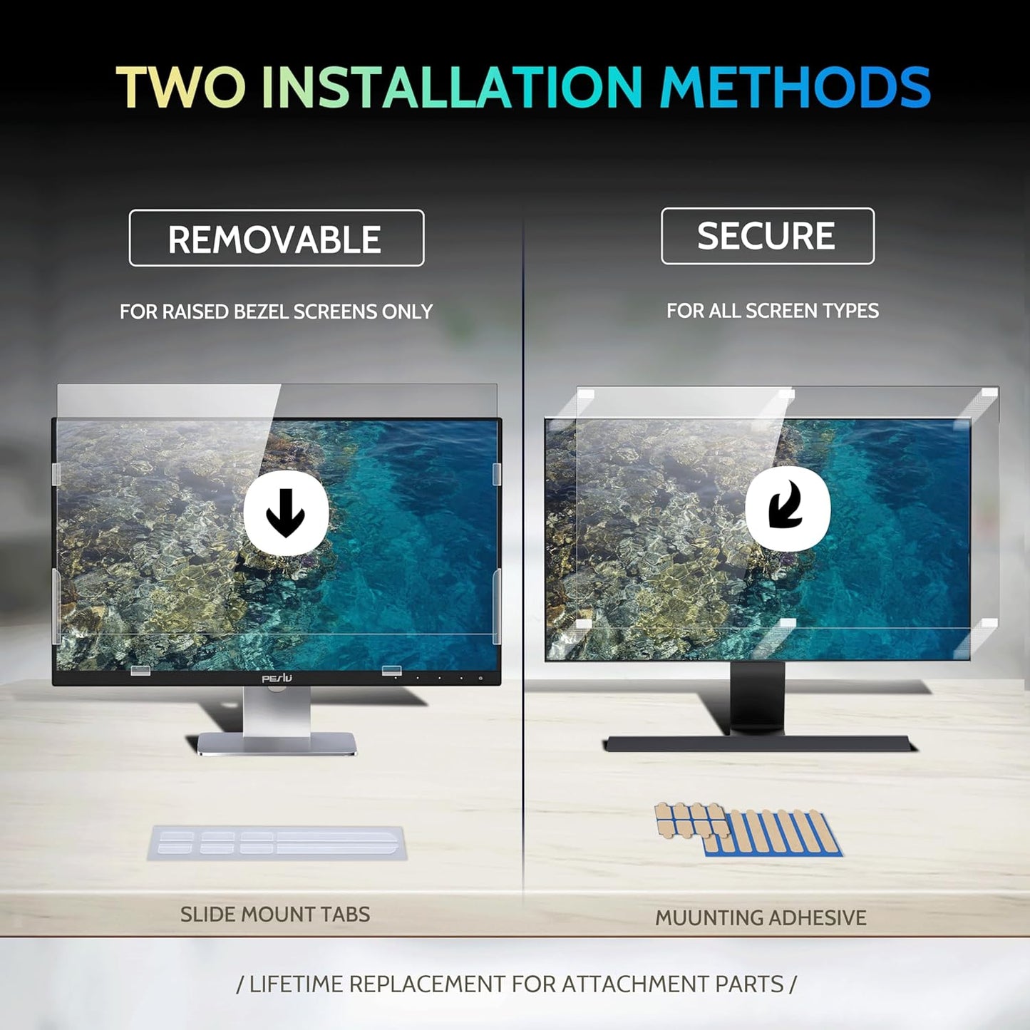 [2 Pack] 18.5 Inch Privacy Screen for Computer Monitor 16:9 Aspect Ratio, Eye Protection Anti Blue Light Glare Shield, 18.5inch Removable Black Blackout Anti Spy Desktop Security Private Filter