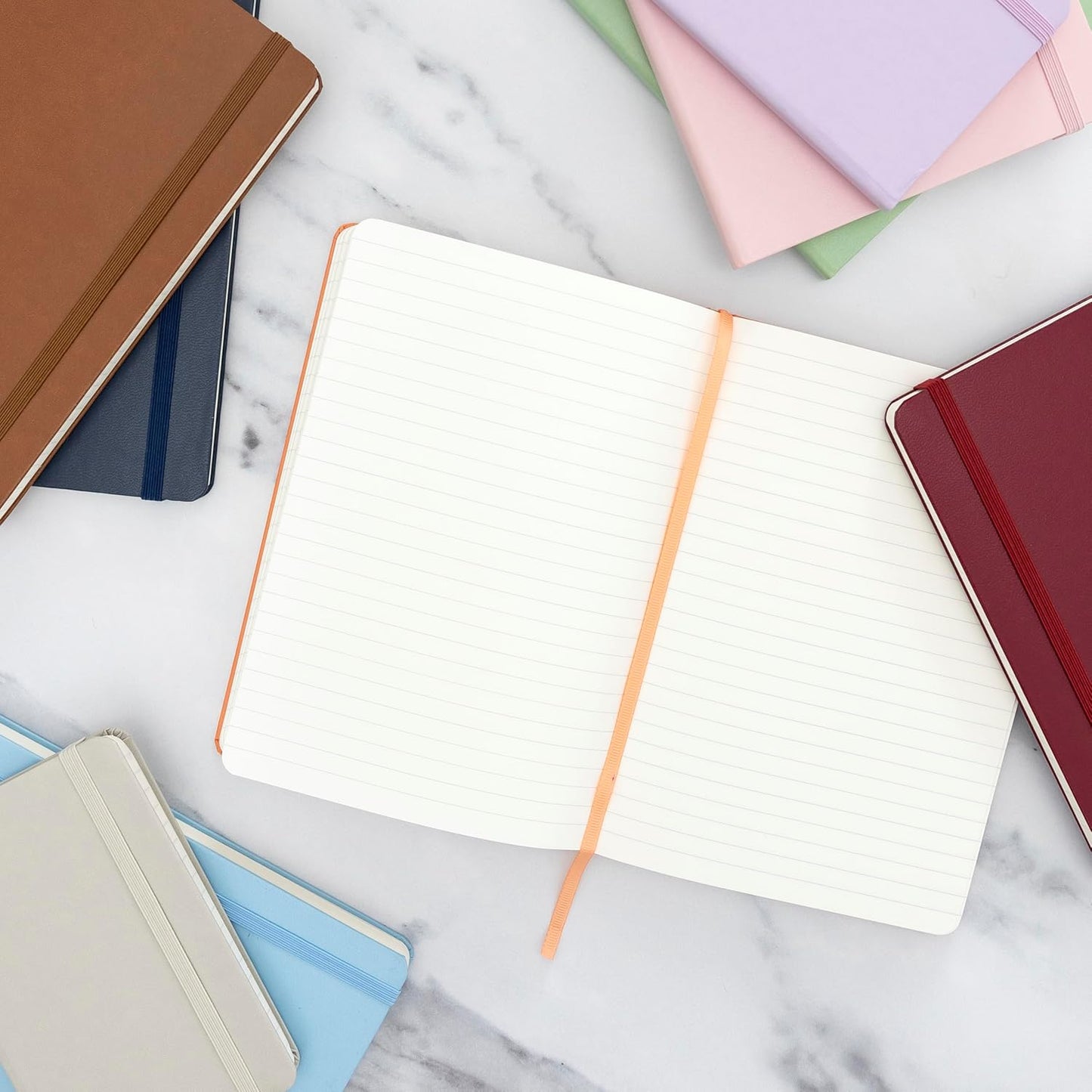 PAPERAGE Lined Journal Notebook, 3 Pack, (Blush, Mint, Lavender), 160 Pages, Medium 5.6 in x 8 in - 100 GSM Thick Paper – Hardcover Journaling Notebook for Work, School & Note Taking
