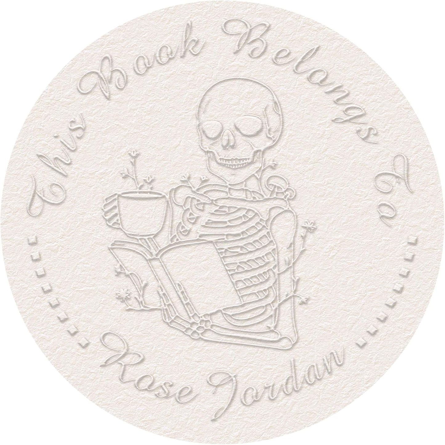 Skull Themed Library Book Embosser，Custom Book Business Card Paper Document Notebook，Self Inking Stamp，Book Lover Gifts，Christmas Gifts (Style05)