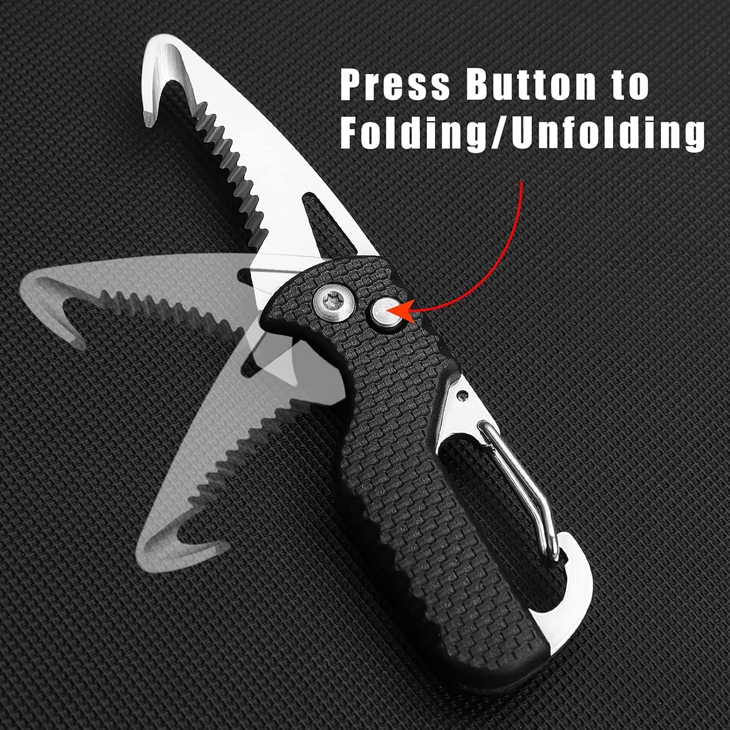2 Pack Safety Box Cutter, EDC Seat belt Cutter with 1.1inch Hook Blade, Retractable Package Opener for Wrap, Tape and Strap, Small Keychain Knife, Cool Gadgets for Women Men