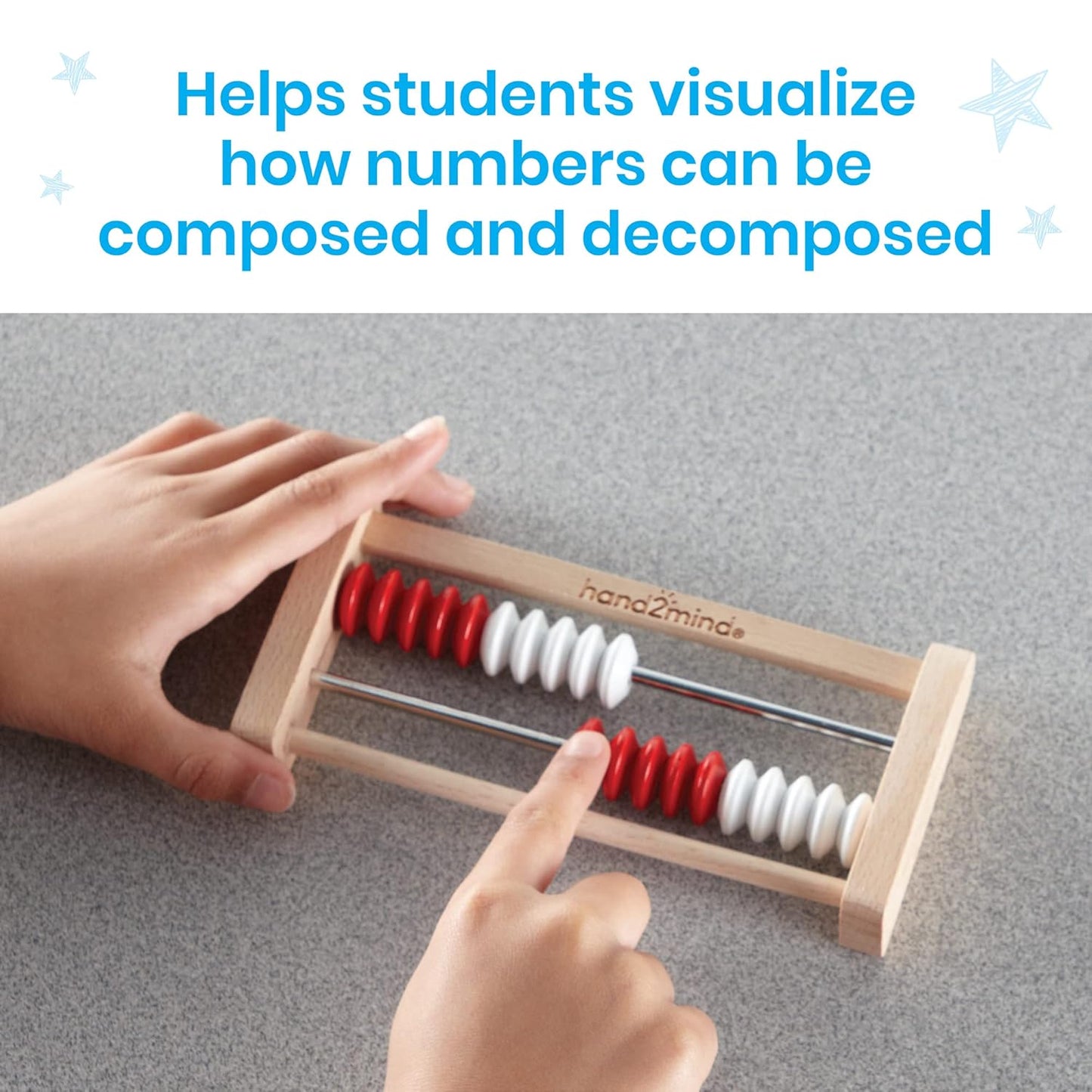 hand2mind Mini 20-Bead Wooden Rekenrek, Number Rack for Kids, Abacus for Kids Math, Counting Beads, Math Manipulatives, Elementary Teacher Must Haves (Set of 4)