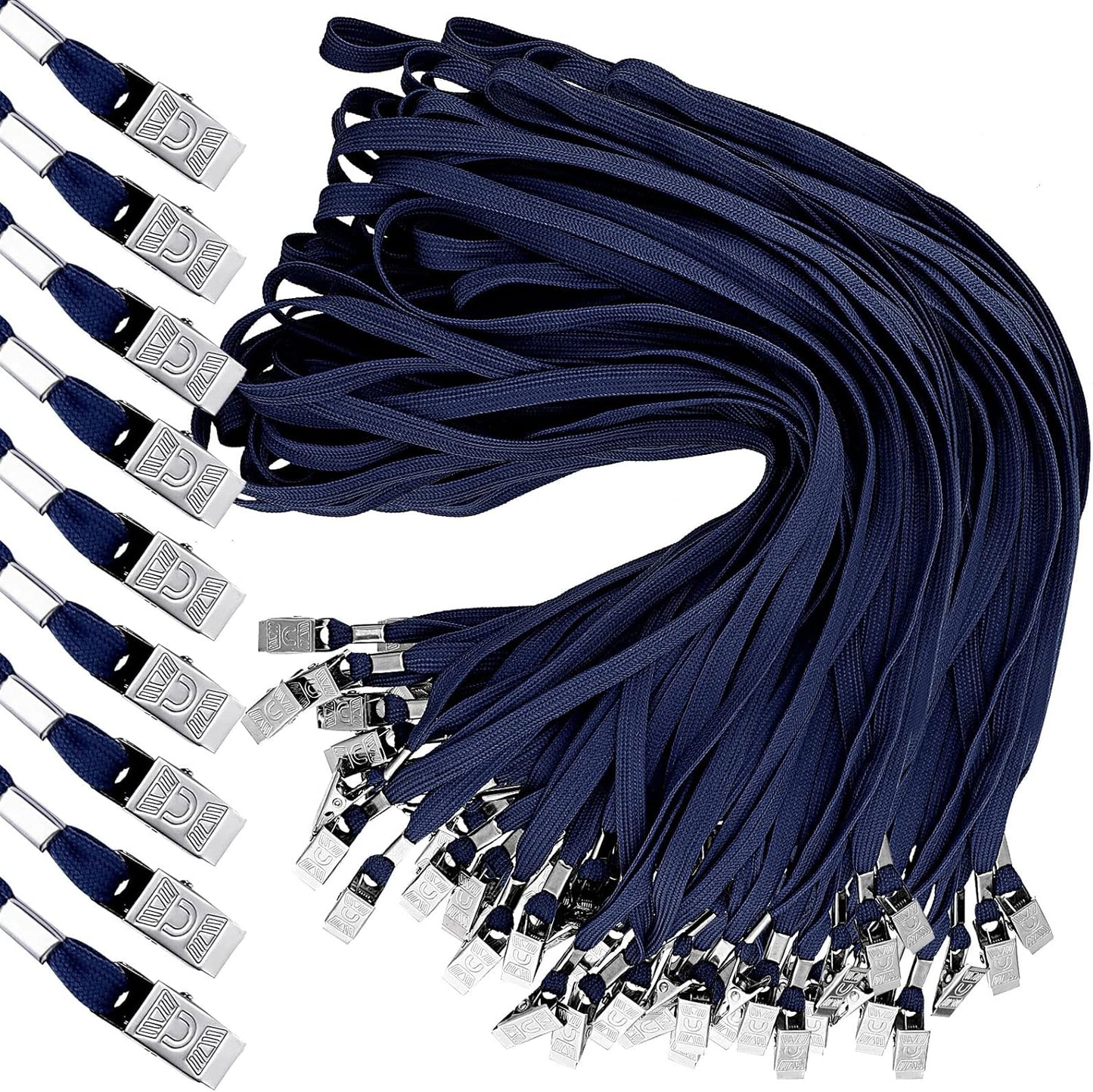 Hoolerry 300 Pcs Lanyards Clips Bulk for ID Name Badge Holder Lanyards Flat with Swivel Hook for Office School(Dark Blue)