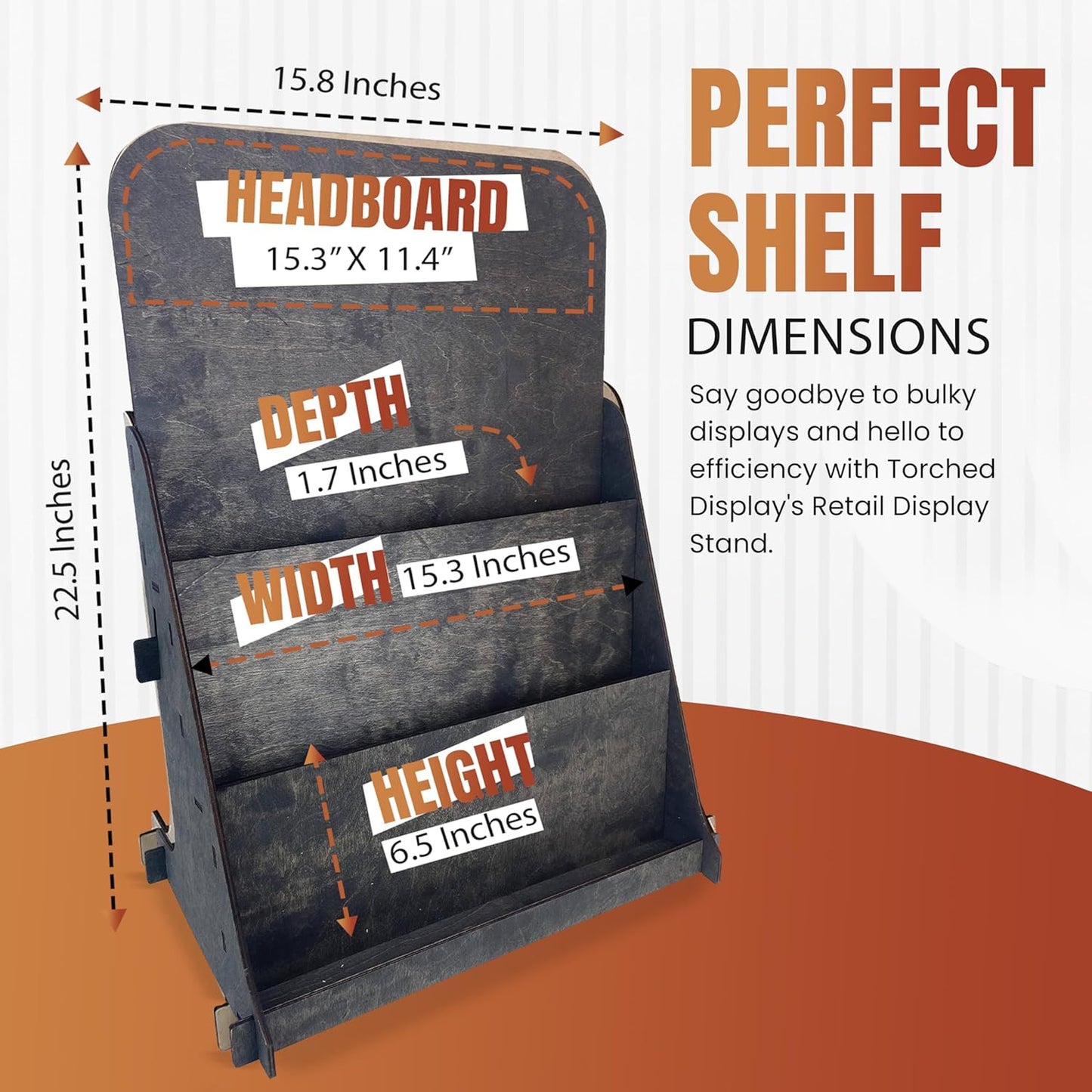 TORCHED DISPLAYS Greeting Card Organizer Display Stand – 3-Tiered Picture Stands for Display – Multipurpose Wooden Stand Ideal for Greeting Cards, Photos, Birthday Cards, Baseball Card Stand - Ebony