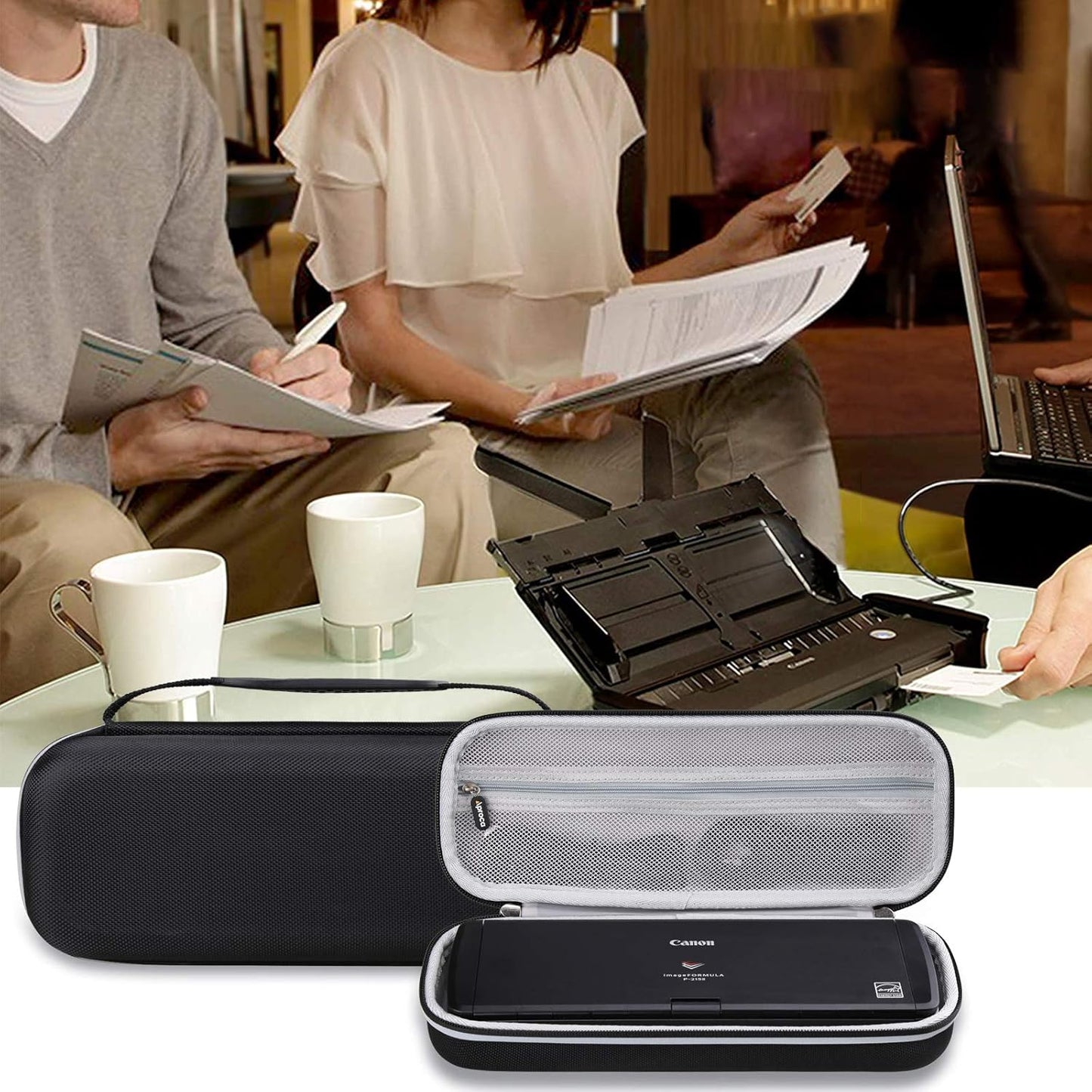 Aproca Black Hard Storage Travel Case, for Canon ImageFORMULA R10 / ImageFORMULA P-215II Portable Document Scanner