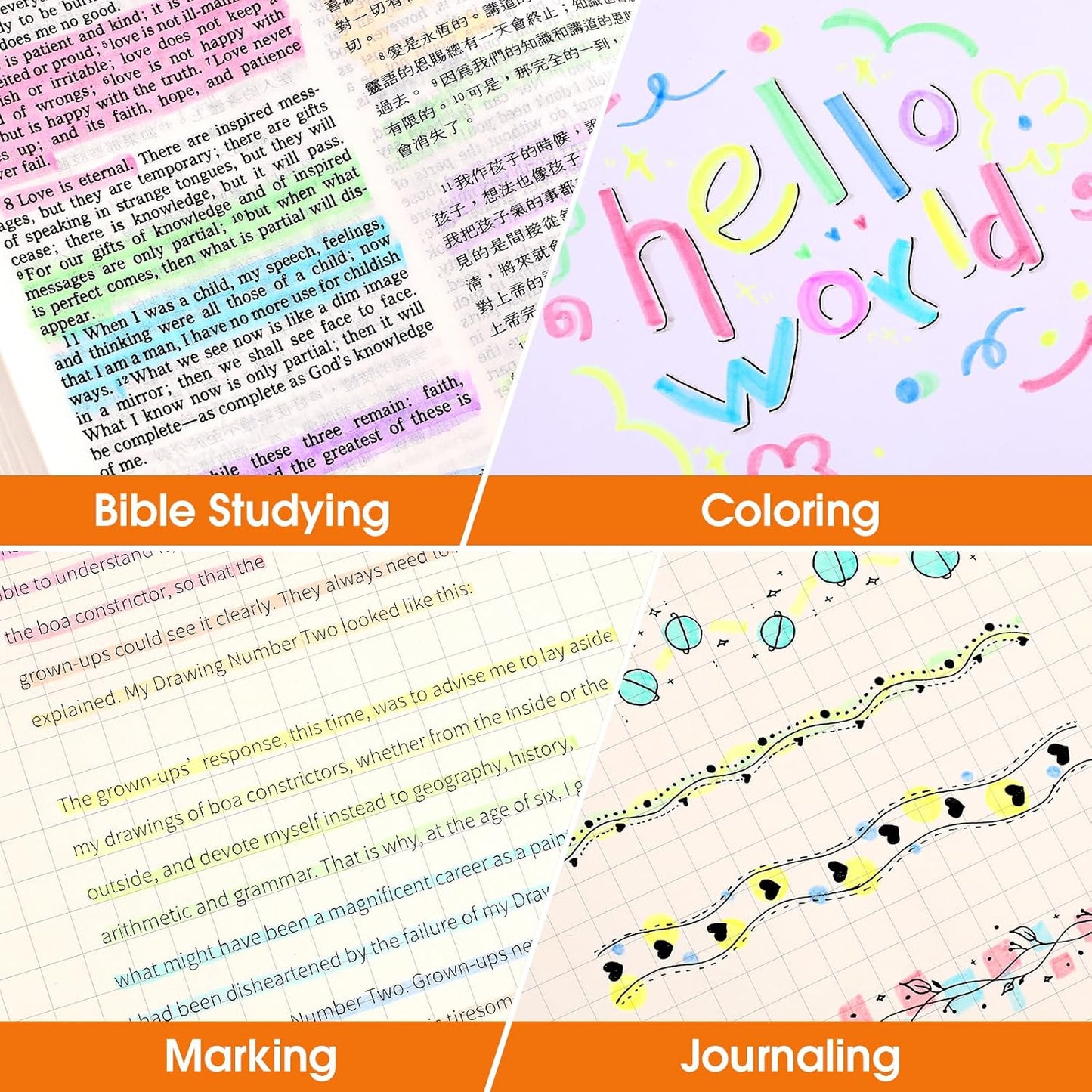 Pastel Highlighters, 15 Pack Bible Highlighters Assorted Colors, 4mm & 3mm Dual-Chisel Tip Highlighter Pens, Pastel Markers No Bleed Through for Journaling, Coloring, Bible Study Supplies