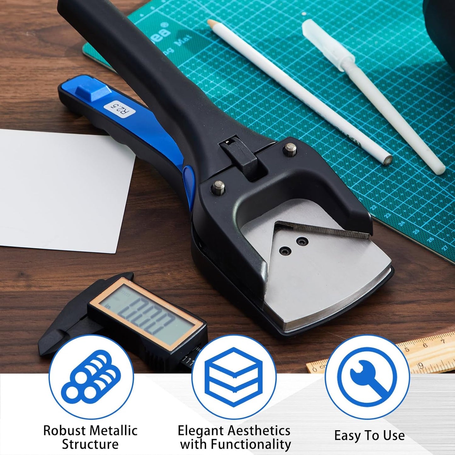 Lasnten Corner Rounder Punch, 2.5mm Radius (3/32") Hand Tool Cutter Applied for PVC Card Cutting, Heavy Duty Rounded Edge Circle Rounding Maker Clipper