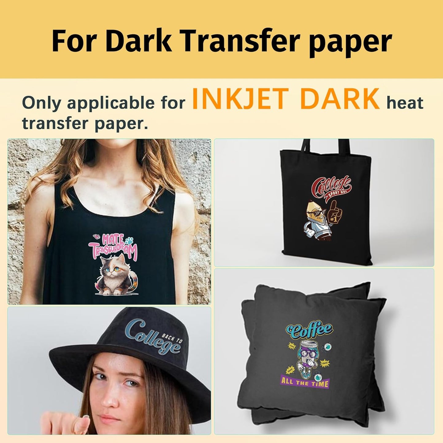 TransOurDream Tru-Heat Transfer Mask for Dark T Shirts Transfer Paper (10 Sheets, 8.5"x11") Clear Iron on Transfer Tape for Printable HTV Vinyl (TAPD-10)