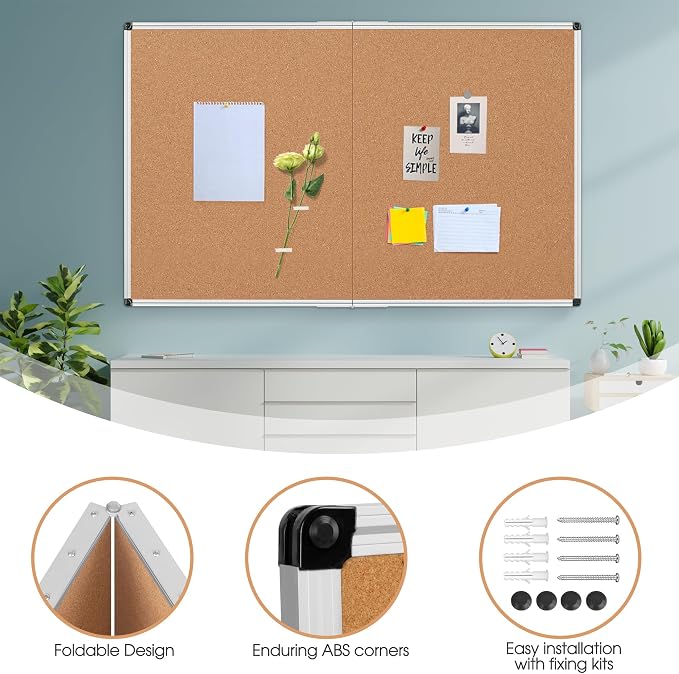 Extra Large Cork Bulletin Board 72" X 48", Foldable Notice Pin Board - Image 6