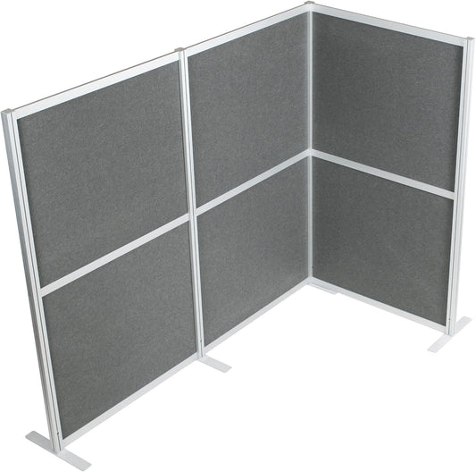 VIVO L-Shape Modular Corner Wall System, 3 Panels, Modern Professional Office Cubicle Dividers, Freestanding Privacy Screen, 66 inches High, Dark Gray, PP-MWS63D-L