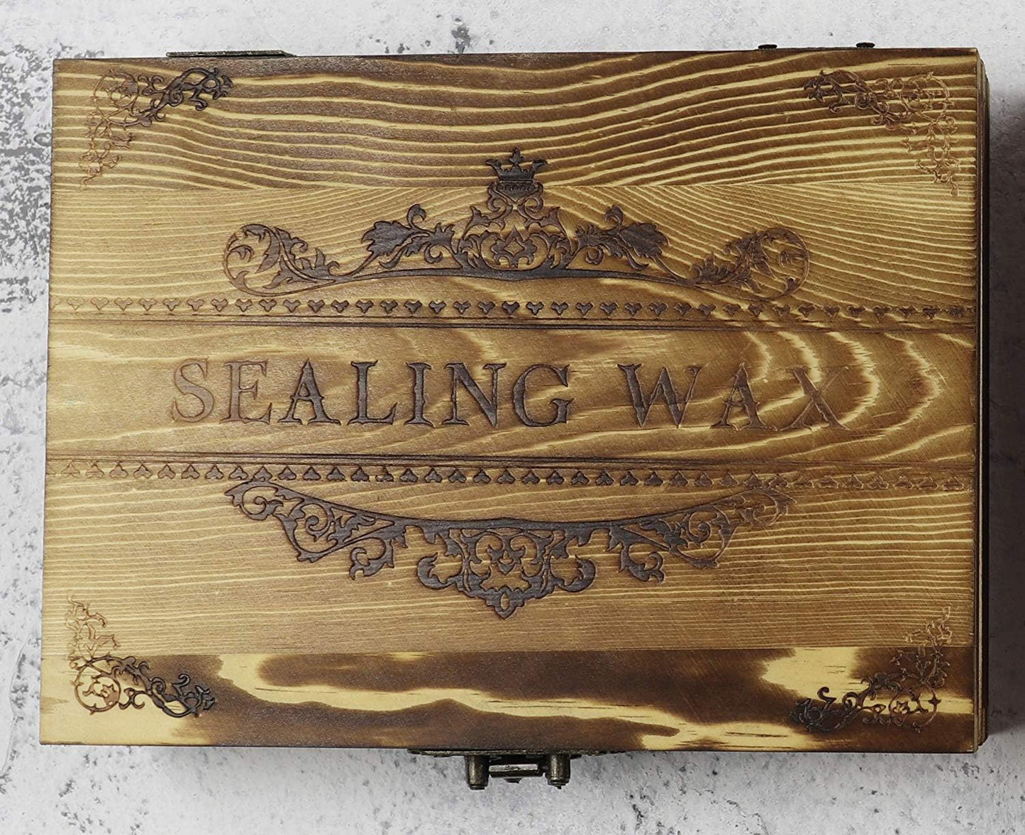 Vintage Customize Personalized Custom Wedding Monogram Initials Wax Seal Stamp Kit Wooden Handle Spoon Stick Wood Gift Box Set Wedding Invitation Gift Wrap Custom Words Sealing Wax Seal Stamp Set
