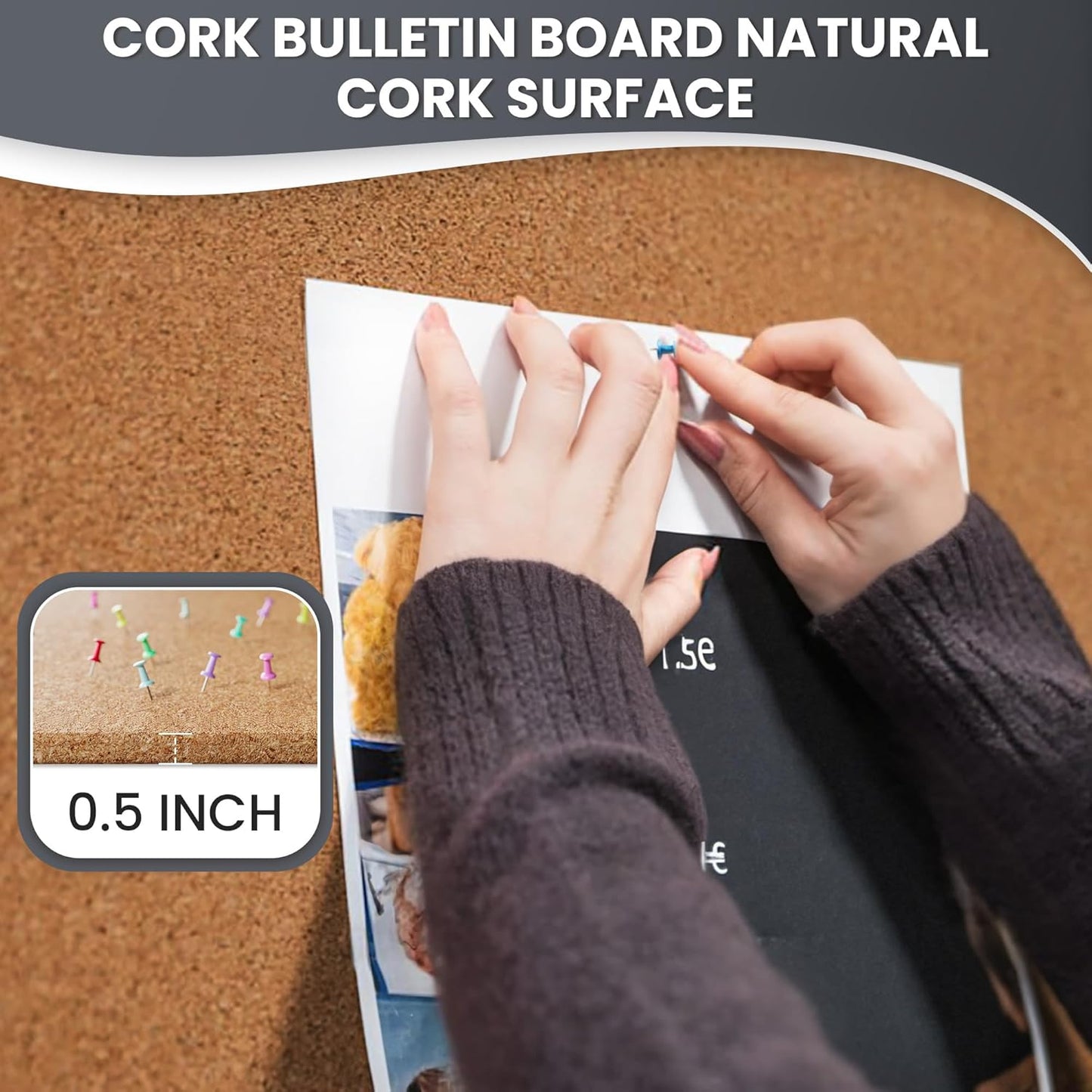 48"x36" Lockable Enclosed Bulletin Board, Outdoor Cork Weather-Resistant Aluminum Frame Notice Board, Wall Mounted Display Case Acrylic Doors for School,Office,Black Frame w/Cork