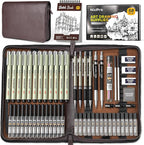 Nicpro 58 PCS Art Drawing Supplies Kit in Leather Case, Art Mechanical Pencil by Nicpro