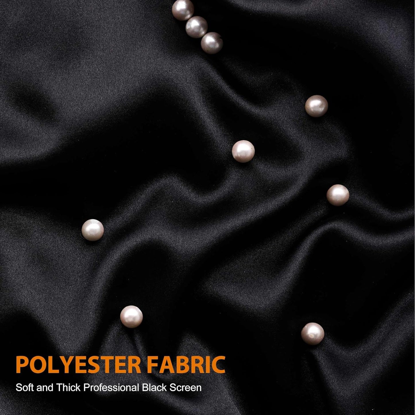 8 x 12 FT Black Backdrop - Premium Polyester for Video Streaming, Portrait Photoshoot, Wall Mounted, Parties and Small Events