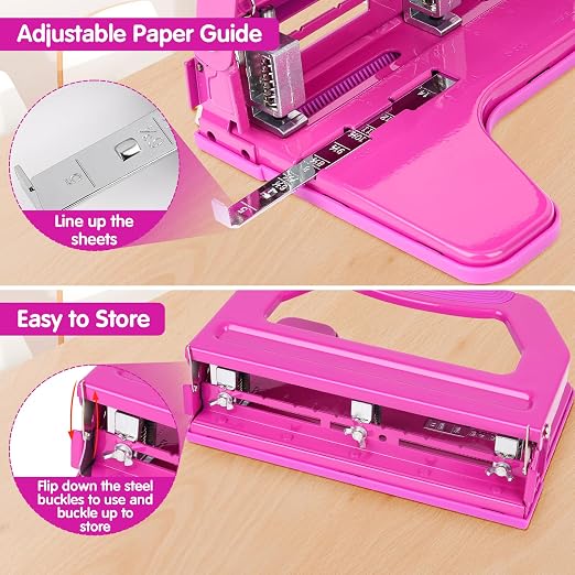AFMAT 3 Hole Punch Heavy Duty, 9/32" Holes, 50-Sheet Hole Puncher 3 Ring - Image 4