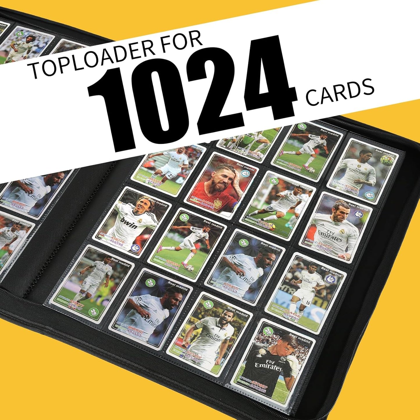 PU Card Binder - 16 Pocket, Premium Holder Folders for 1000+ Cards, Double Sided Pocket Album for MTG, TCG (Black)