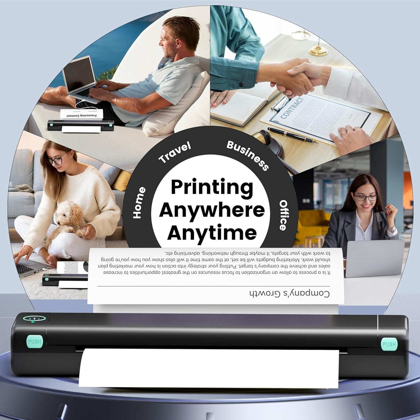 Phomemo M08F Portable Printers Wireless for Travel, Support 8.5" X 11" Thermal Paper, Bluetooth Thermal Printer Compatible with iOS, Android & Laptop, Inkless Mobile Printer for Office, Home, School