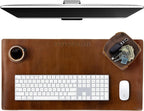 ELIZO Personalized Custom Desk Pad Set Real Leather Desk Mat Mouse Pad Unique by Elizo